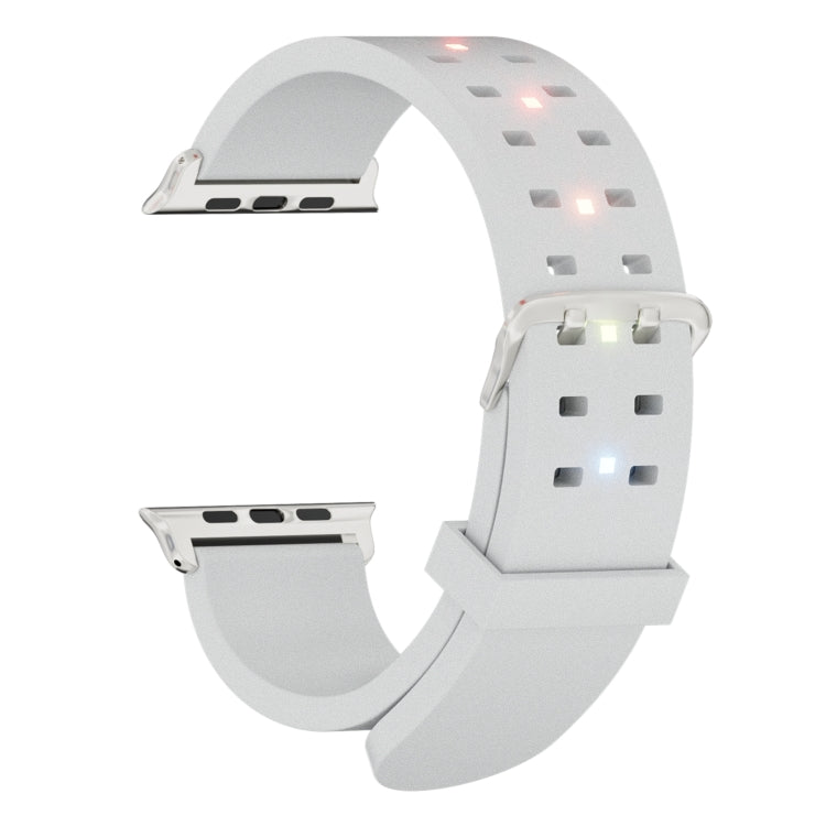 For Apple Watch Series 7 41mm Luminous Colorful Light Silicone Watch Band(Light Grey) - Watch Bands by PMC TechLife | Online Shopping South Africa | PMC TechLife