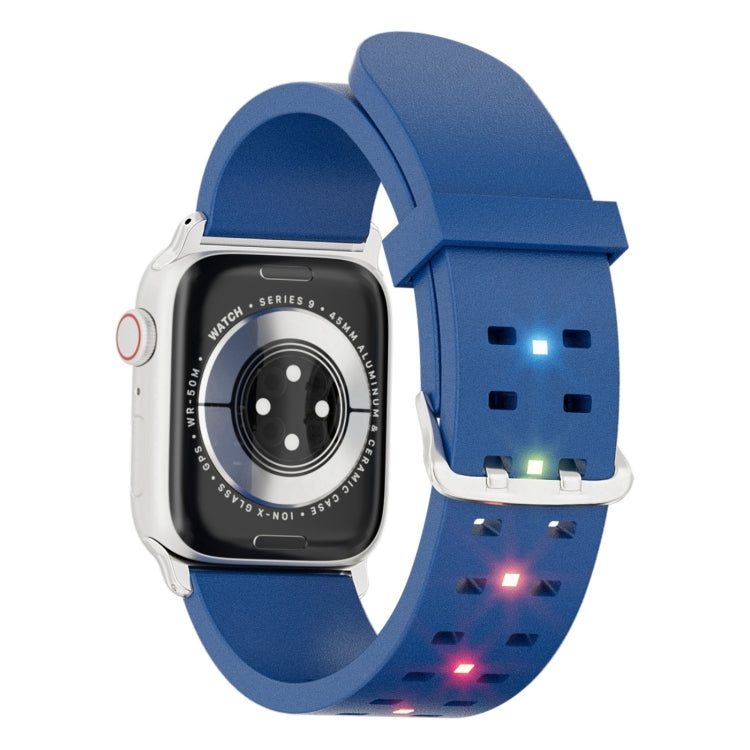 For Apple Watch Series 7 41mm Luminous Colorful Light Silicone Watch Band(Blue) - Watch Bands by PMC TechLife | Online Shopping South Africa | PMC TechLife