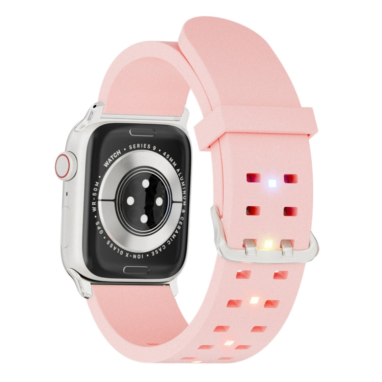 For Apple Watch SE 44mm Luminous Colorful Light Silicone Watch Band(Pink) - Watch Bands by PMC TechLife | Online Shopping South Africa | PMC TechLife