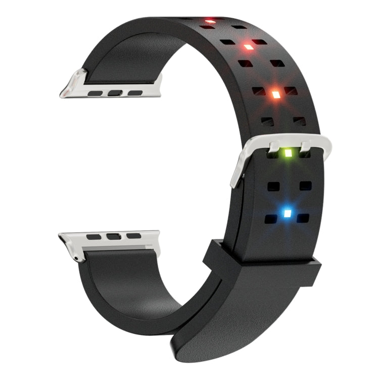 For Apple Watch SE 44mm Luminous Colorful Light Silicone Watch Band(Black) - Watch Bands by PMC Jewellery | Online Shopping South Africa | PMC Jewellery