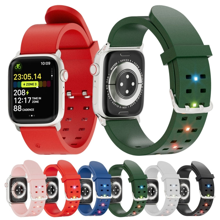 For Apple Watch Series 3 42mm Luminous Colorful Light Silicone Watch Band(Light Grey) - Watch Bands by PMC TechLife | Online Shopping South Africa | PMC TechLife