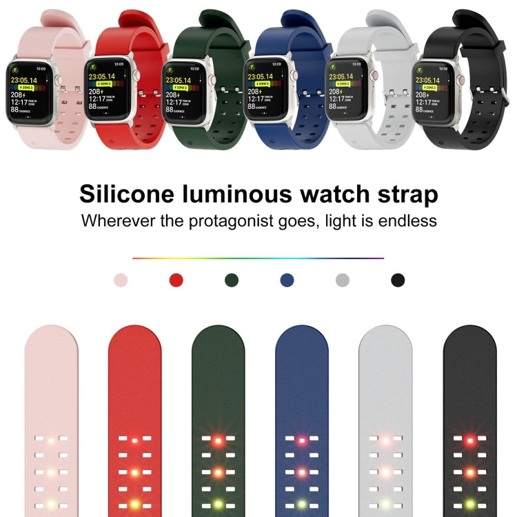 For Apple Watch Series 5 40mm Luminous Colorful Light Silicone Watch Band(Light Grey) - Watch Bands by PMC TechLife | Online Shopping South Africa | PMC TechLife