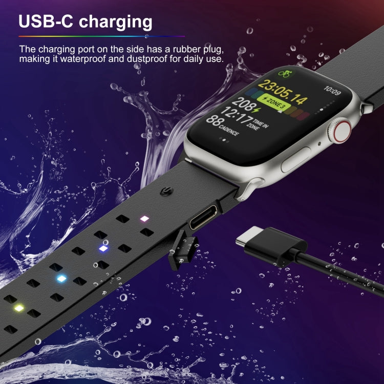 For Apple Watch 42mm Luminous Colorful Light Silicone Watch Band(Black) - Watch Bands by PMC TechLife | Online Shopping South Africa | PMC TechLife