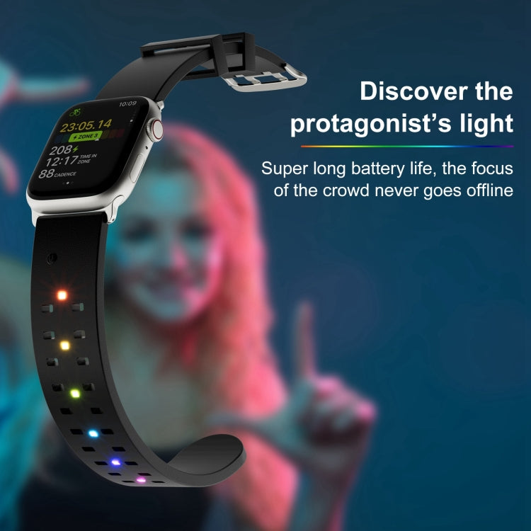 For Apple Watch SE 2022 40mm Luminous Colorful Light Silicone Watch Band(Light Grey) - Watch Bands by PMC TechLife | Online Shopping South Africa | PMC TechLife