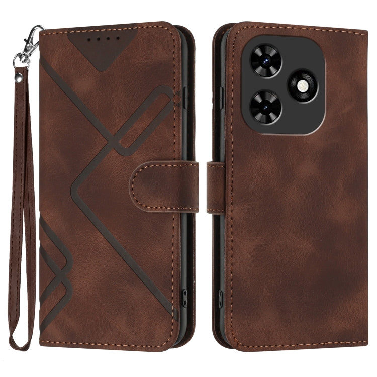 For Tecno Spark Go 2024 Line Pattern Skin Feel Leather Phone Case(Coffee) - Tecno Cases by PMC Jewellery | Online Shopping South Africa | PMC Jewellery | Buy Now Pay Later Mobicred
