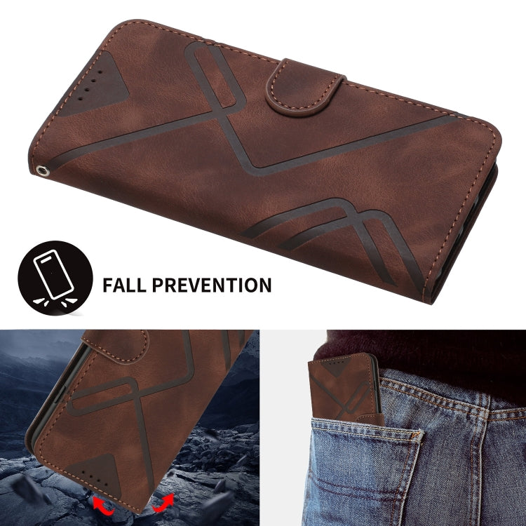 For Tecno Spark Go 2024 Line Pattern Skin Feel Leather Phone Case(Coffee) - Tecno Cases by PMC Jewellery | Online Shopping South Africa | PMC Jewellery | Buy Now Pay Later Mobicred
