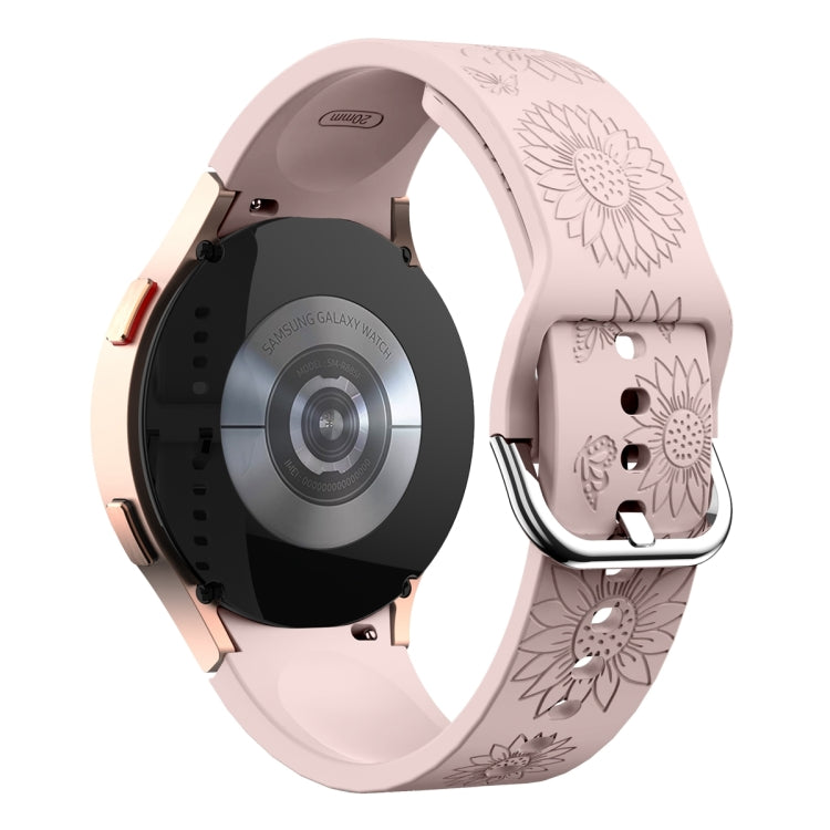 For Samsung Galaxy Watch 6 Sunflower Pattern Embossed Silicone Watch Band(Pink) - Watch Bands by PMC TechLife | Online Shopping South Africa | PMC TechLife | Buy Now Pay Later Mobicred