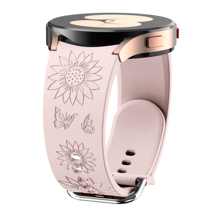 For Samsung Galaxy Watch 6 Sunflower Pattern Embossed Silicone Watch Band(Pink) - Watch Bands by PMC TechLife | Online Shopping South Africa | PMC TechLife | Buy Now Pay Later Mobicred