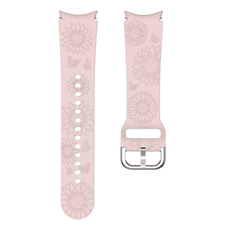 For Samsung Galaxy Watch 6 Sunflower Pattern Embossed Silicone Watch Band(Pink) - Watch Bands by PMC TechLife | Online Shopping South Africa | PMC TechLife | Buy Now Pay Later Mobicred
