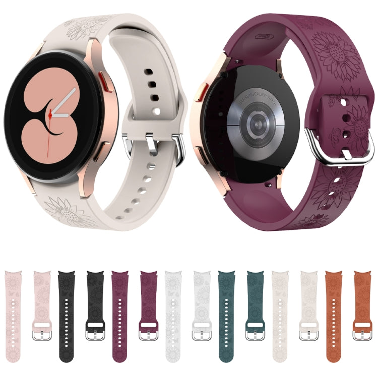 For Samsung Galaxy Watch 6 Sunflower Pattern Embossed Silicone Watch Band(Pink) - Watch Bands by PMC TechLife | Online Shopping South Africa | PMC TechLife | Buy Now Pay Later Mobicred
