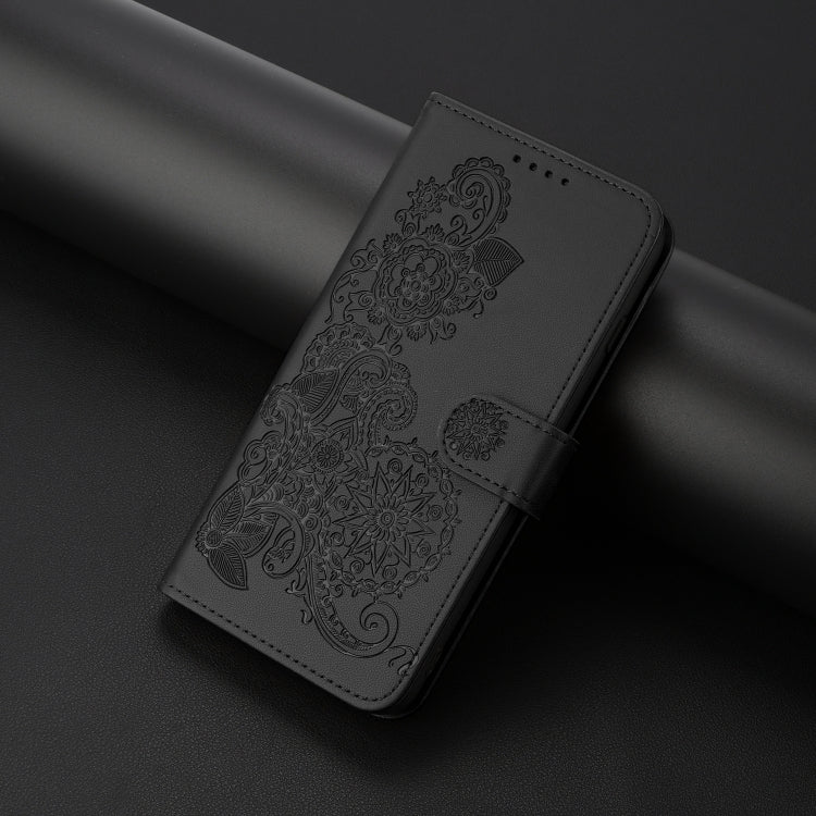 For Tecno Spark Go 2024 Datura Flower Embossed Flip Leather Phone Case(Black) - Tecno Cases by PMC Jewellery | Online Shopping South Africa | PMC Jewellery | Buy Now Pay Later Mobicred