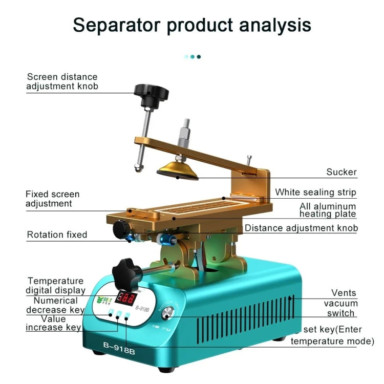 BEST B-918B 7 inch Multi-function Mobile Phone Screen Rotary Separator, EU Plug - Separation Equipment by BEST | Online Shopping South Africa | PMC Jewellery | Buy Now Pay Later Mobicred