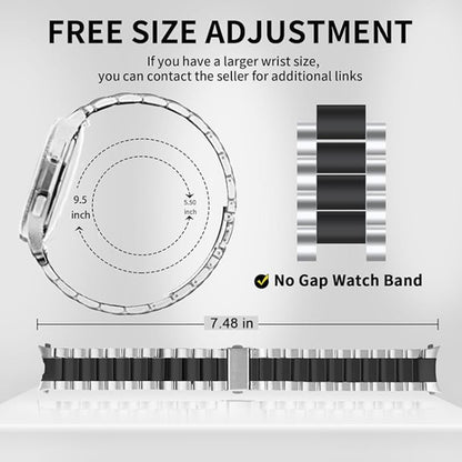 For Samsung Galaxy Watch 6 / 5 / 4 Three Bead Stainless Steel Metal Watch Band(Silver Black) - Watch Bands by PMC Jewellery | Online Shopping South Africa | PMC Jewellery