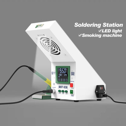 BEST BST-938 LED Electric Iron Smoking Instrument Smoke Purifier Soldering Station with Exhaust Fan, US Plug - Soldering Iron Set by BEST | Online Shopping South Africa | PMC Jewellery | Buy Now Pay Later Mobicred