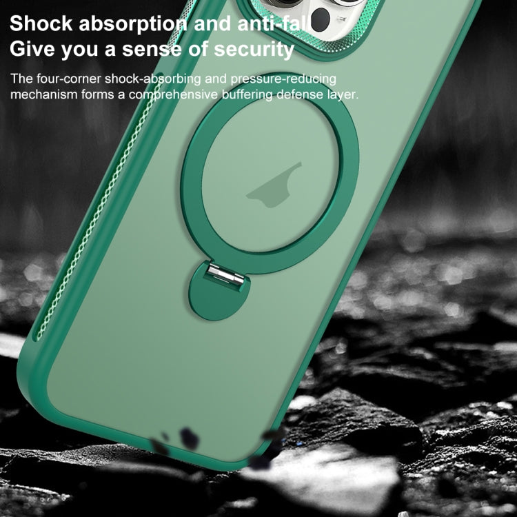 For iPhone 15 MagSafe Magnetic Holder Breathable Phone Case(Green) - iPhone 15 Cases by PMC Jewellery | Online Shopping South Africa | PMC Jewellery