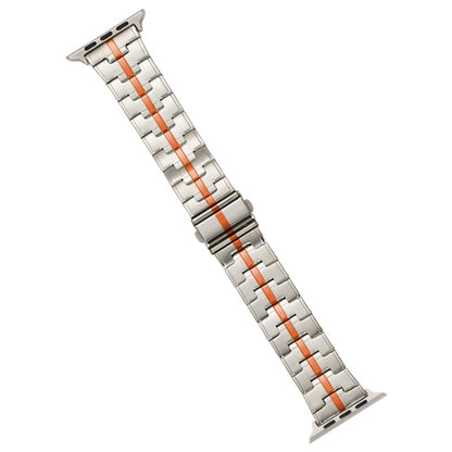 For Apple Watch Series 9 41mm Stainless Steel Watch Band(Starlight Orange) - Watch Bands by PMC Jewellery | Online Shopping South Africa | PMC Jewellery