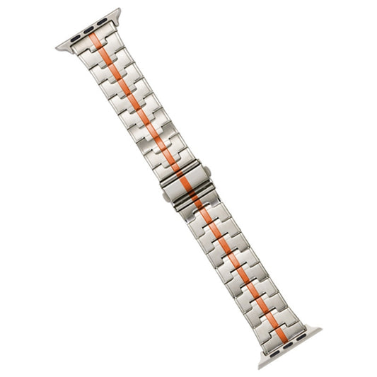 For Apple Watch Series 8 41mm Stainless Steel Watch Band(Starlight Orange) - Watch Bands by PMC Jewellery | Online Shopping South Africa | PMC Jewellery