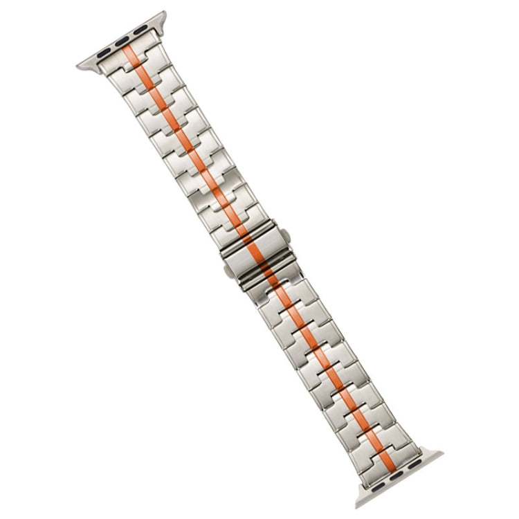 For Apple Watch Series 8 45mm Stainless Steel Watch Band(Starlight Orange) - Watch Bands by PMC Jewellery | Online Shopping South Africa | PMC Jewellery