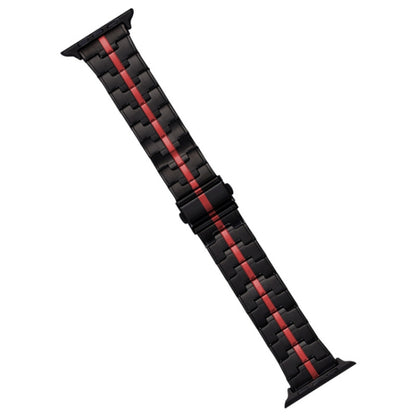 For Apple Watch Series 3 38mm Stainless Steel Watch Band(Black Red) - Watch Bands by PMC Jewellery | Online Shopping South Africa | PMC Jewellery