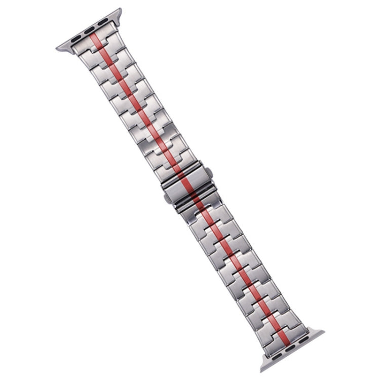 For Apple Watch 42mm Stainless Steel Watch Band(Silver Red) - free shipping - PMC TechLife - Order now!