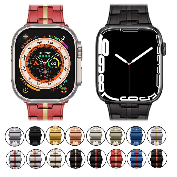 For Apple Watch 38mm Stainless Steel Watch Band(Black Red) - free shipping - PMC TechLife - Order now!