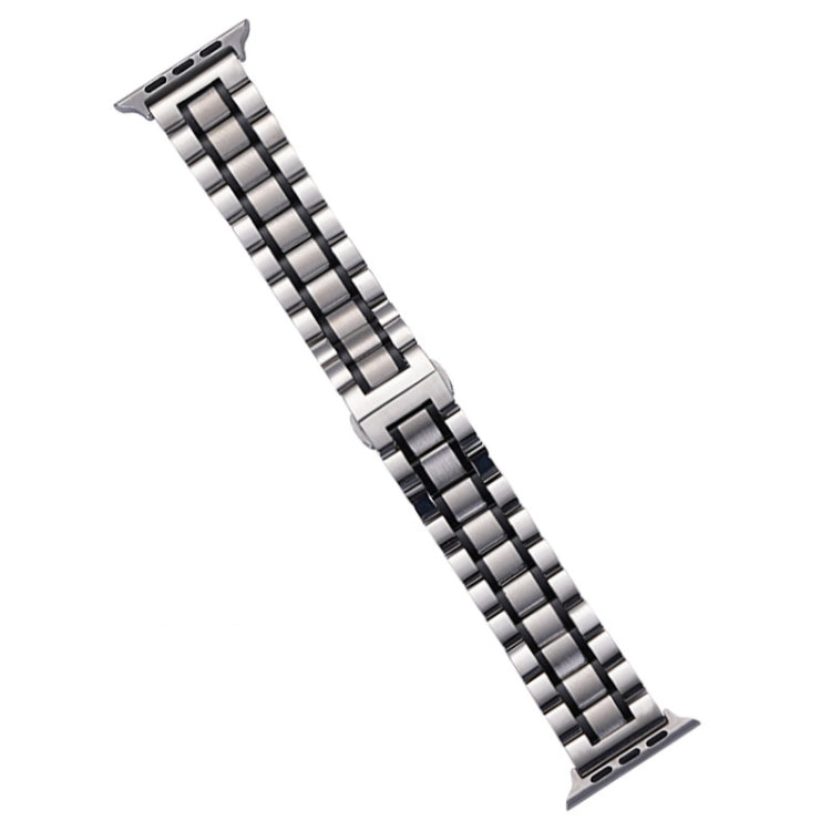 For Apple Watch SE 40mm Five-Beads Stainless Steel Watch Band(Silver Black) - Watch Bands by PMC Jewellery | Online Shopping South Africa | PMC Jewellery