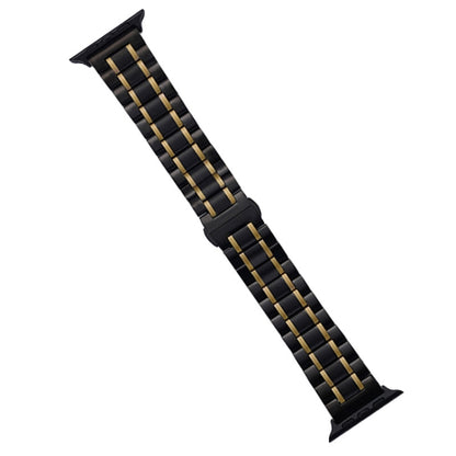 For Apple Watch Series 5 40mm Five-Beads Stainless Steel Watch Band(Black Gold) - Watch Bands by PMC Jewellery | Online Shopping South Africa | PMC Jewellery