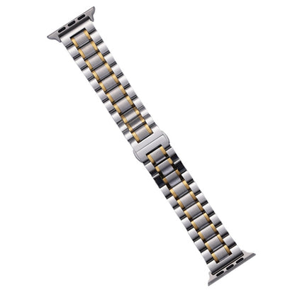 For Apple Watch Series 5 40mm Five-Beads Stainless Steel Watch Band(Silver Gold) - Watch Bands by PMC Jewellery | Online Shopping South Africa | PMC Jewellery