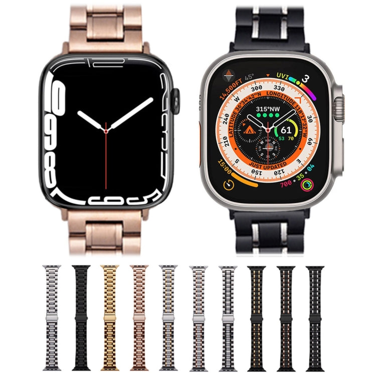 For Apple Watch 38mm Five-Beads Stainless Steel Watch Band(Rose Gold) - Watch Bands by PMC Jewellery | Online Shopping South Africa | PMC Jewellery