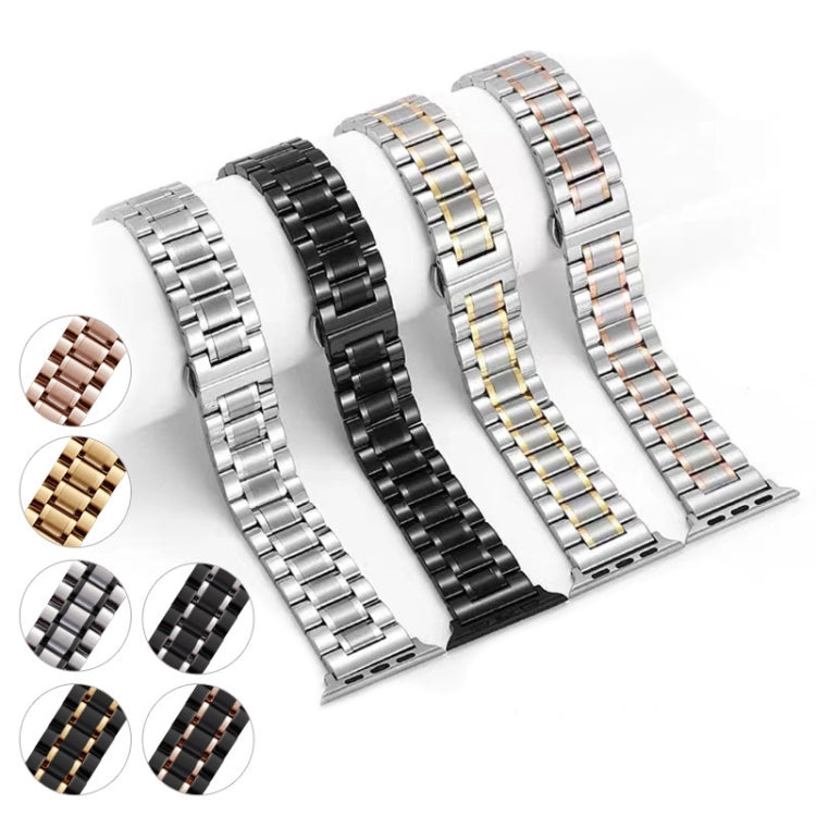 For Apple Watch 38mm Five-Beads Stainless Steel Watch Band(Rose Gold) - Watch Bands by PMC Jewellery | Online Shopping South Africa | PMC Jewellery