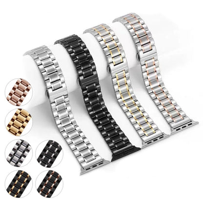 For Apple Watch Series 5 40mm Five-Beads Stainless Steel Watch Band(Gold) - Watch Bands by PMC Jewellery | Online Shopping South Africa | PMC Jewellery