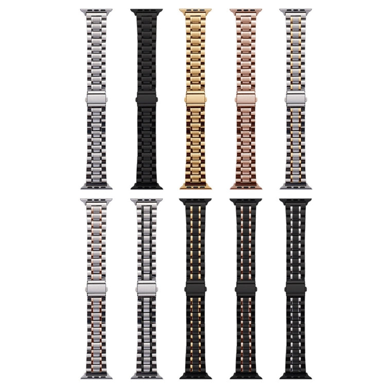 For Apple Watch 38mm Five-Beads Stainless Steel Watch Band(Rose Gold) - Watch Bands by PMC Jewellery | Online Shopping South Africa | PMC Jewellery