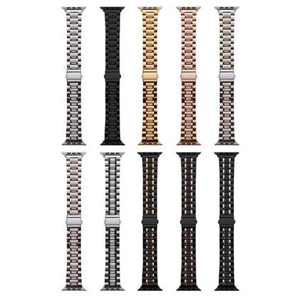 For Apple Watch 38mm Five-Beads Stainless Steel Watch Band(Rose Gold) - Watch Bands by PMC Jewellery | Online Shopping South Africa | PMC Jewellery