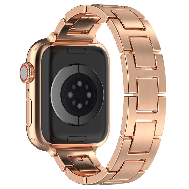 For Apple Watch Series 9 41mm H Slim Stainless Steel Watch Band(Rose Gold) - Watch Bands by PMC Jewellery | Online Shopping South Africa | PMC Jewellery