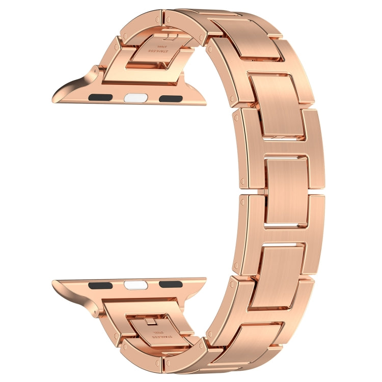 For Apple Watch Series 5 44mm H Slim Stainless Steel Watch Band(Rose Gold) - Watch Bands by PMC Jewellery | Online Shopping South Africa | PMC Jewellery