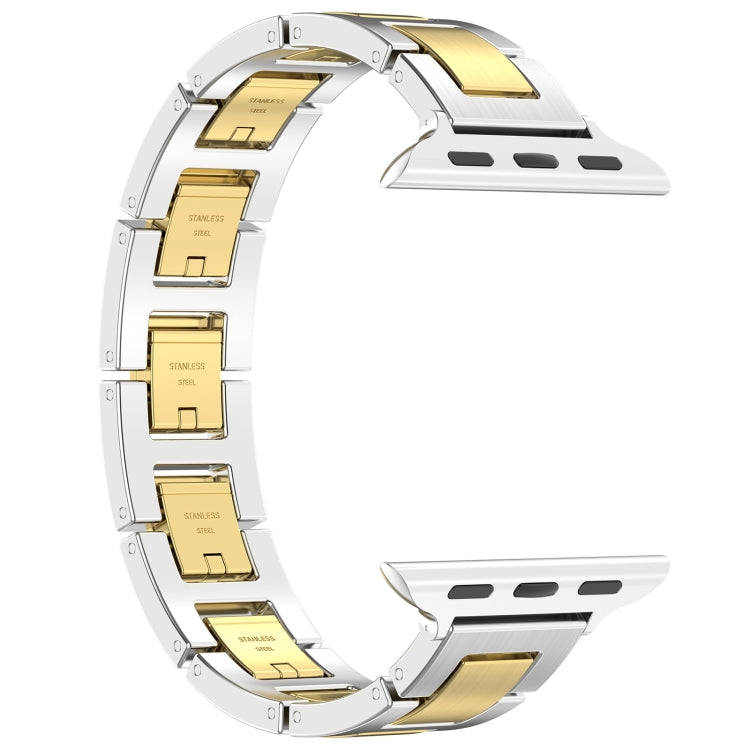 For Apple Watch 42mm H Slim Stainless Steel Watch Band(Silver Gold) - Watch Bands by PMC Jewellery | Online Shopping South Africa | PMC Jewellery