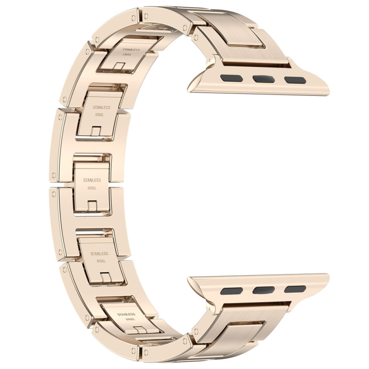For Apple Watch 38mm H Slim Stainless Steel Watch Band(Starlight) - Watch Bands by PMC TechLife | Online Shopping South Africa | PMC TechLife