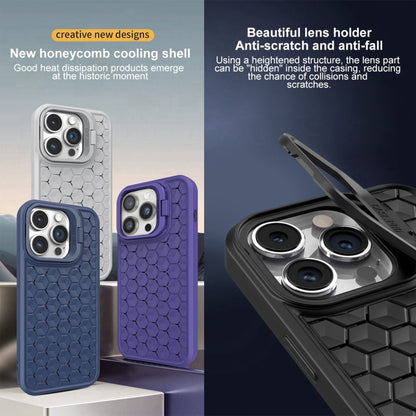 For iPhone 15 Honeycomb Radiating Lens Holder Magsafe Phone Case(Grey) - iPhone 15 Cases by PMC Jewellery | Online Shopping South Africa | PMC Jewellery