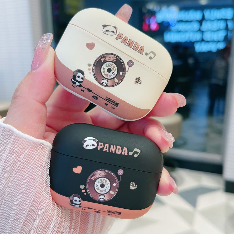 For AirPods Pro Panda Records Pattern Earbuds Box Frosted TPU Case(White) - For AirPods Pro by PMC Jewellery | Online Shopping South Africa | PMC Jewellery | Buy Now Pay Later Mobicred
