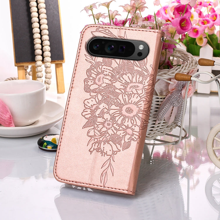 For Google Pixel 9 Pro Embossed Butterfly Leather Phone Case(Rose Gold) - Google Cases by PMC TechLife | Online Shopping South Africa | PMC TechLife | Buy Now Pay Later Mobicred