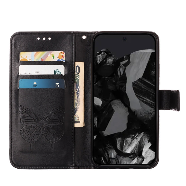 For Google Pixel 9 Pro Embossed Butterfly Leather Phone Case(Black) - Google Cases by PMC TechLife | Online Shopping South Africa | PMC TechLife | Buy Now Pay Later Mobicred