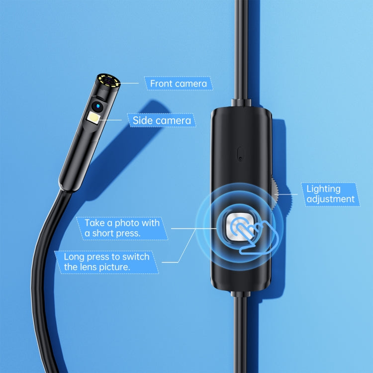 AN112 8mm Double Lenses HD Industry Endoscope Type-C + Micro USB + 8 Pin Connection, Length:2m Soft Tube -  by PMC TechLife | Online Shopping South Africa | PMC TechLife | Buy Now Pay Later Mobicred