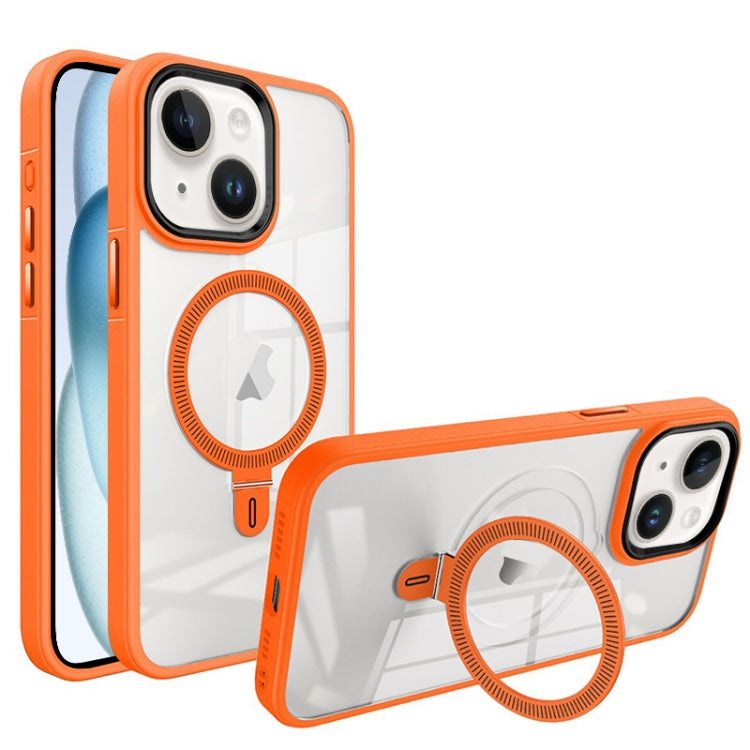 For iPhone 15 Shield Armor MagSafe Holder Phone Case(Orange) - iPhone 15 Cases by PMC TechLife | Online Shopping South Africa | PMC TechLife