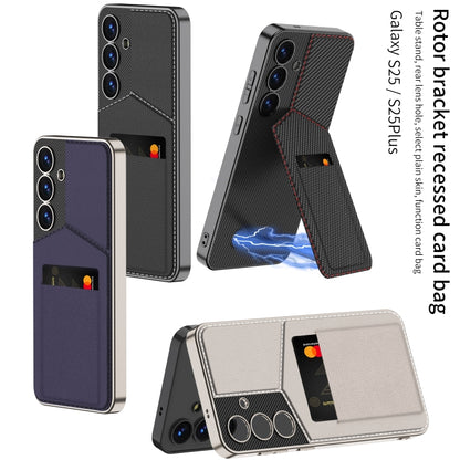 For Samsung Galaxy S25 5G GKK Rotor Bracket Recessed Card Bag Full Coverage Phone Case(Purple) - Galaxy S25 5G Cases by GKK | Online Shopping South Africa | PMC Jewellery | Buy Now Pay Later Mobicred