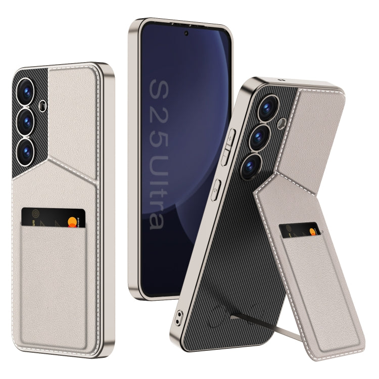 For Samsung Galaxy S25 5G GKK Rotor Bracket Recessed Card Bag Full Coverage Phone Case(Grey) - Galaxy S25 5G Cases by GKK | Online Shopping South Africa | PMC Jewellery | Buy Now Pay Later Mobicred