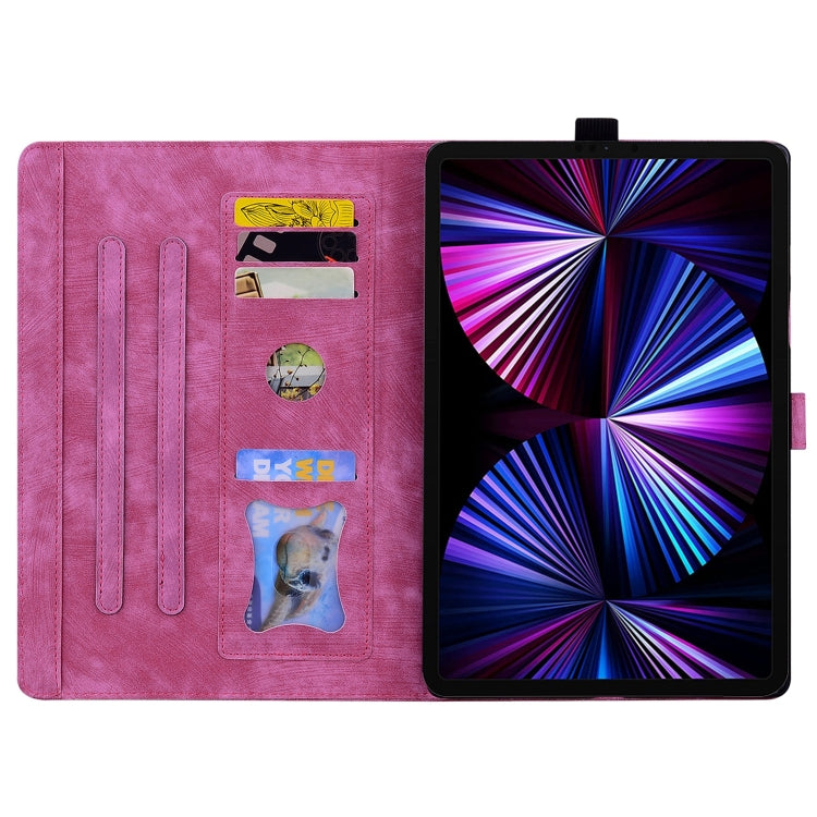 For Honor Pad 9 Cartoon Sakura Cat Embossed Leather Tablet Case(Rose Red) - Honor by PMC TechLife | Online Shopping South Africa | PMC TechLife | Buy Now Pay Later Mobicred