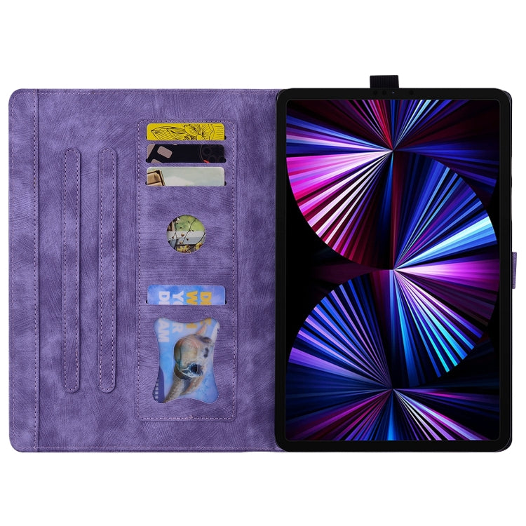 For Honor Pad 9 Cartoon Sakura Cat Embossed Leather Tablet Case(Purple) - Honor by PMC TechLife | Online Shopping South Africa | PMC TechLife | Buy Now Pay Later Mobicred