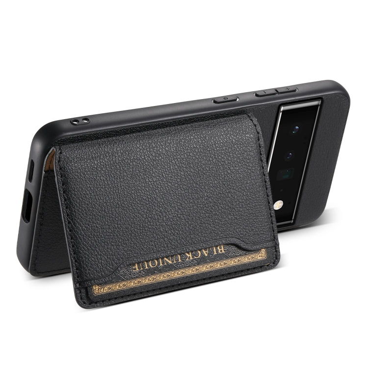 For Google Pixel 6 Pro Calf Texture Card Bag Design Full Coverage Phone Case(Black) - Google Cases by PMC TechLife | Online Shopping South Africa | PMC TechLife | Buy Now Pay Later Mobicred