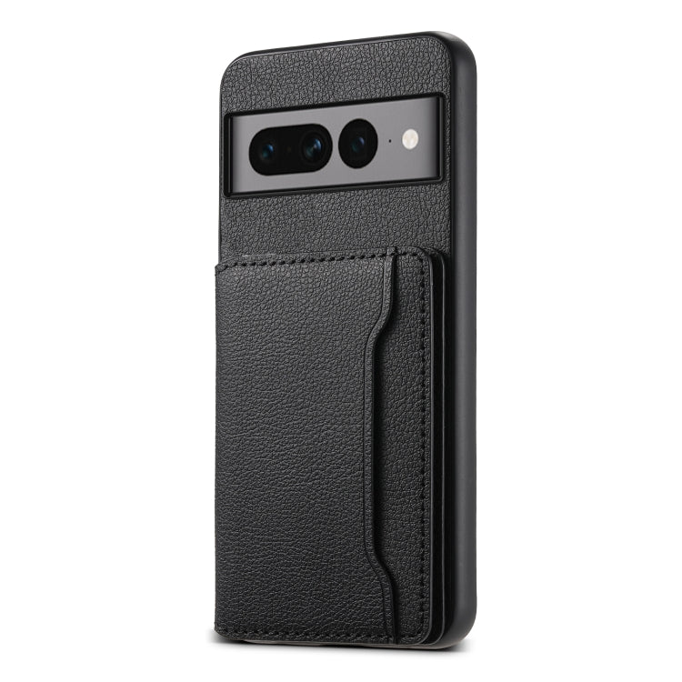 For Google Pixel 7 Pro 5G Calf Texture Card Bag Design Full Coverage Phone Case(Black) - Google Cases by PMC TechLife | Online Shopping South Africa | PMC TechLife | Buy Now Pay Later Mobicred