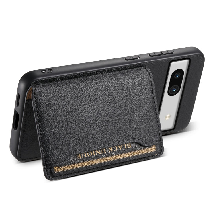 For Google Pixel 7a Calf Texture Card Bag Design Full Coverage Phone Case(Black) - Google Cases by PMC TechLife | Online Shopping South Africa | PMC TechLife | Buy Now Pay Later Mobicred